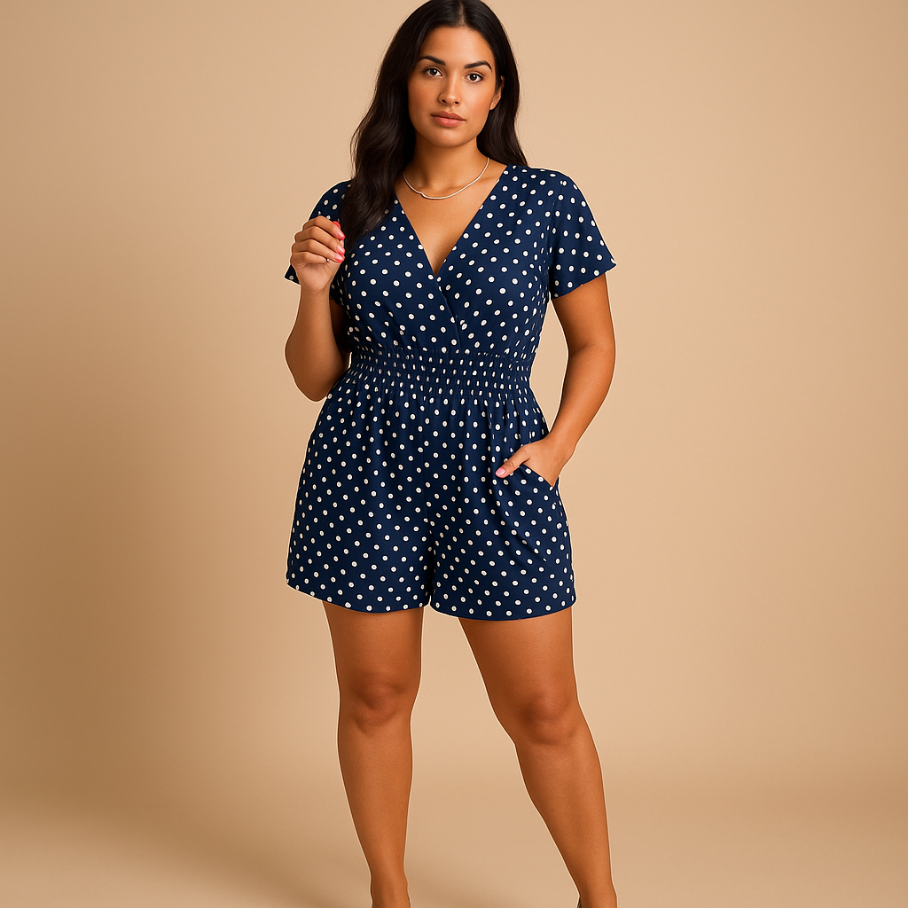 Polkadot jumpsuit met zakken voor dames | Nadine