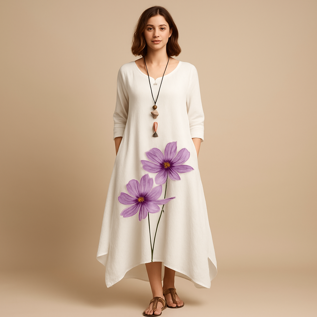 Ademende katoenen A-lijn jurk voor dames | Isabella