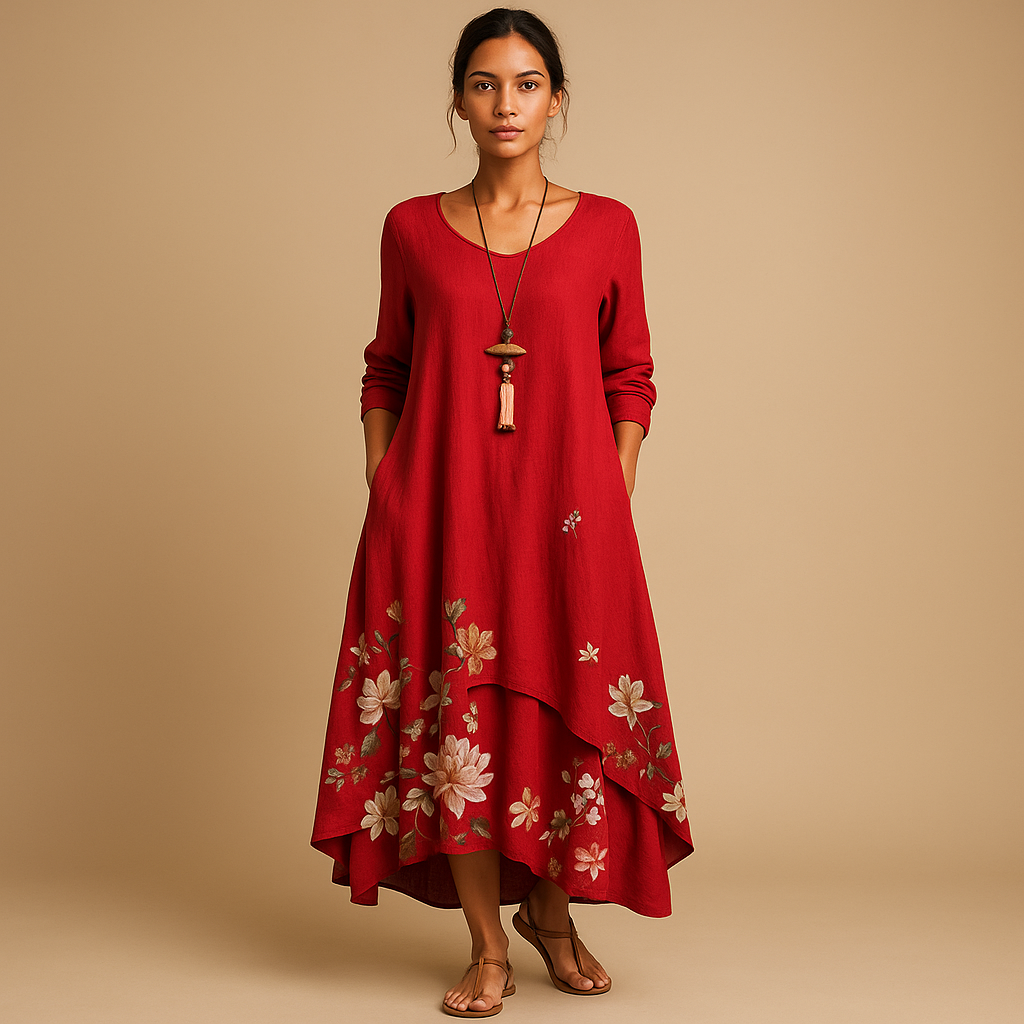 Ademende katoenen A-lijn jurk voor dames | Isabella