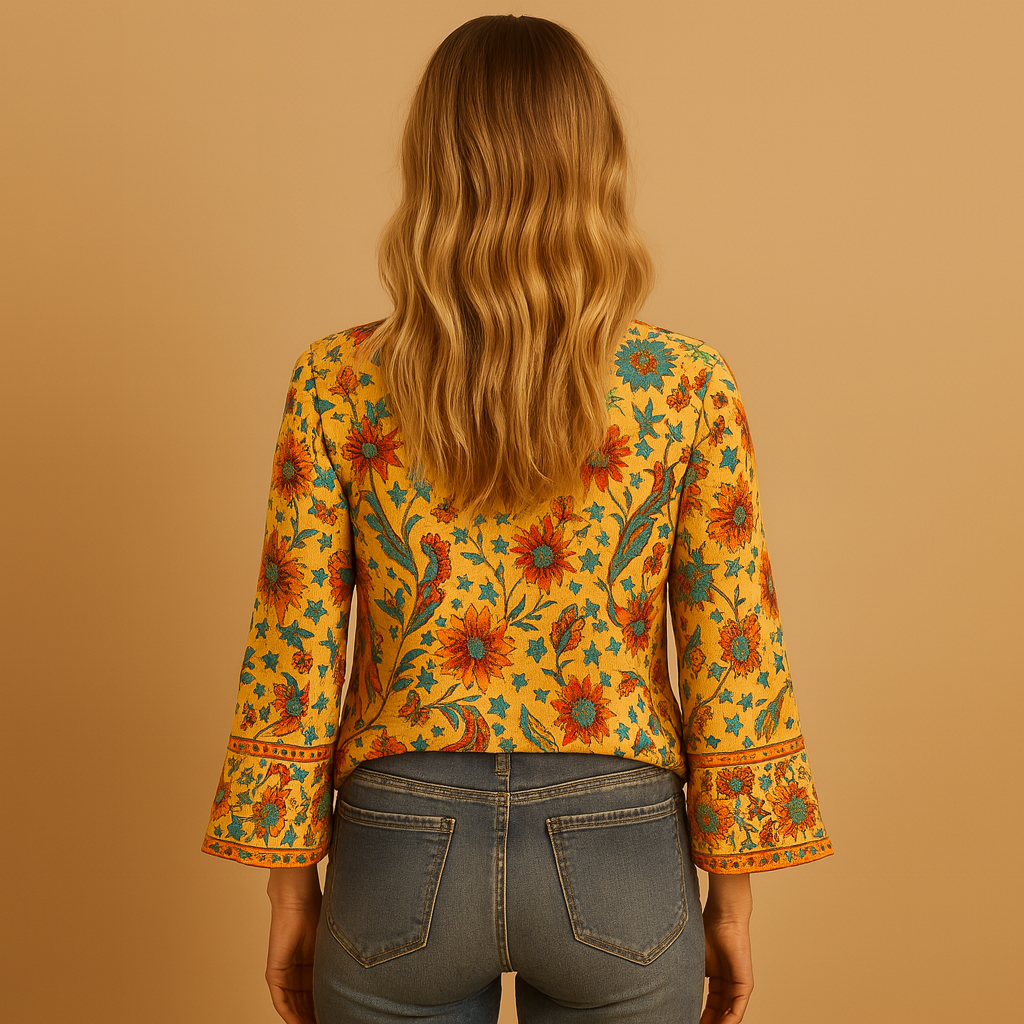 Blouse met bloemenprint en uitlopende mouwen voor dames | Yara