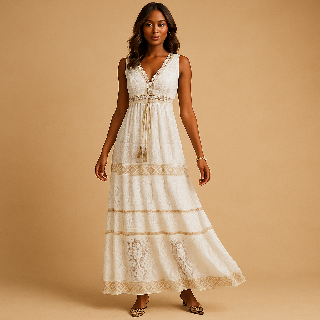 Bohemian maxi-jurk met of zonder mouwen voor dames | Veerle