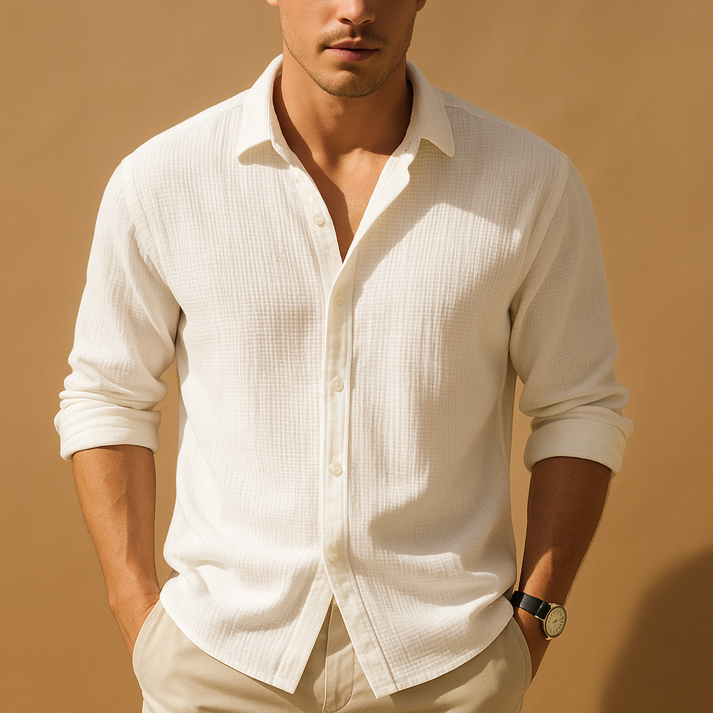 Casual skjorte med opretstående krave til mænd | Daan