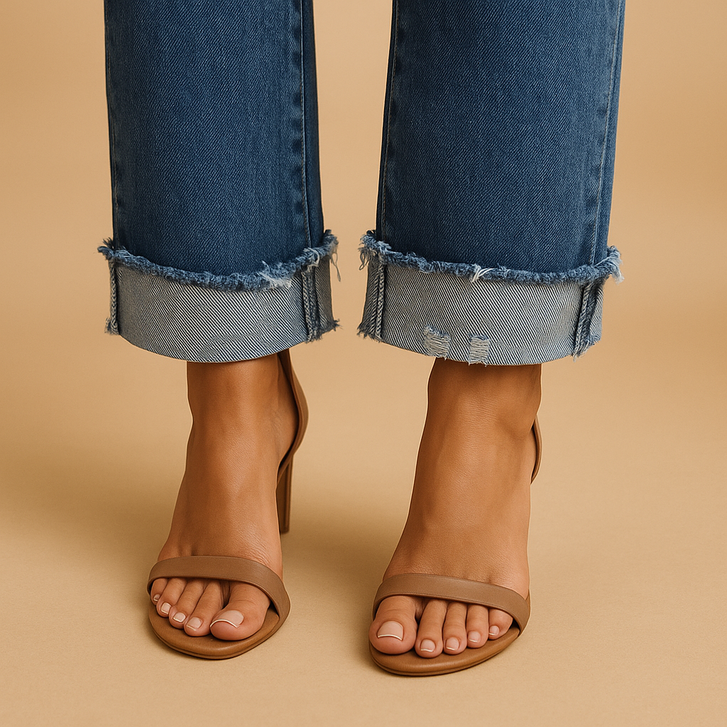 Casual denim jeans met asymmetrische taille voor dames | Edna