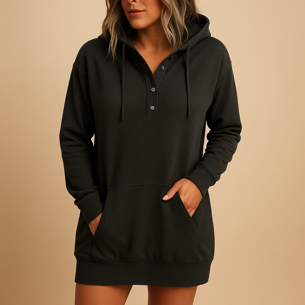 Casual hoodie-jurk met losse pasvorm voor dames | Timo