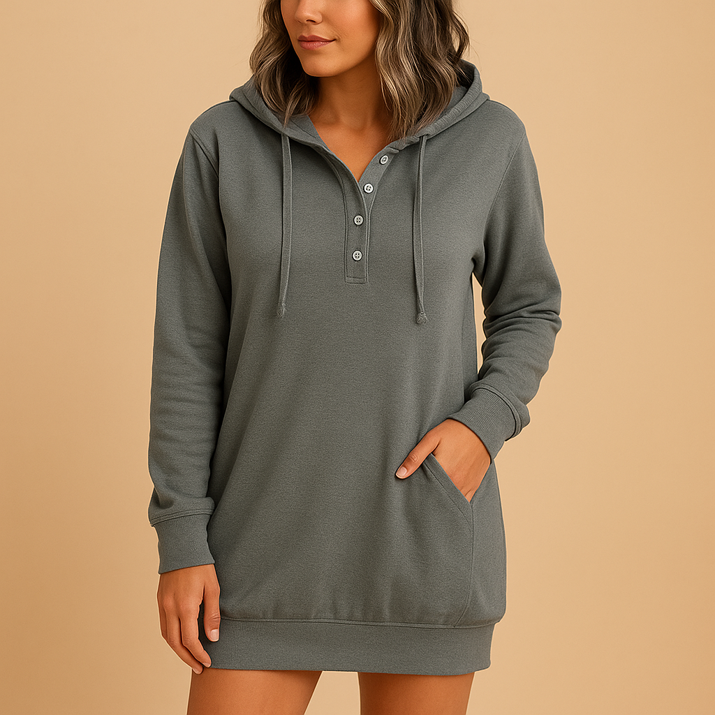 Casual hoodie-jurk met losse pasvorm voor dames | Timo