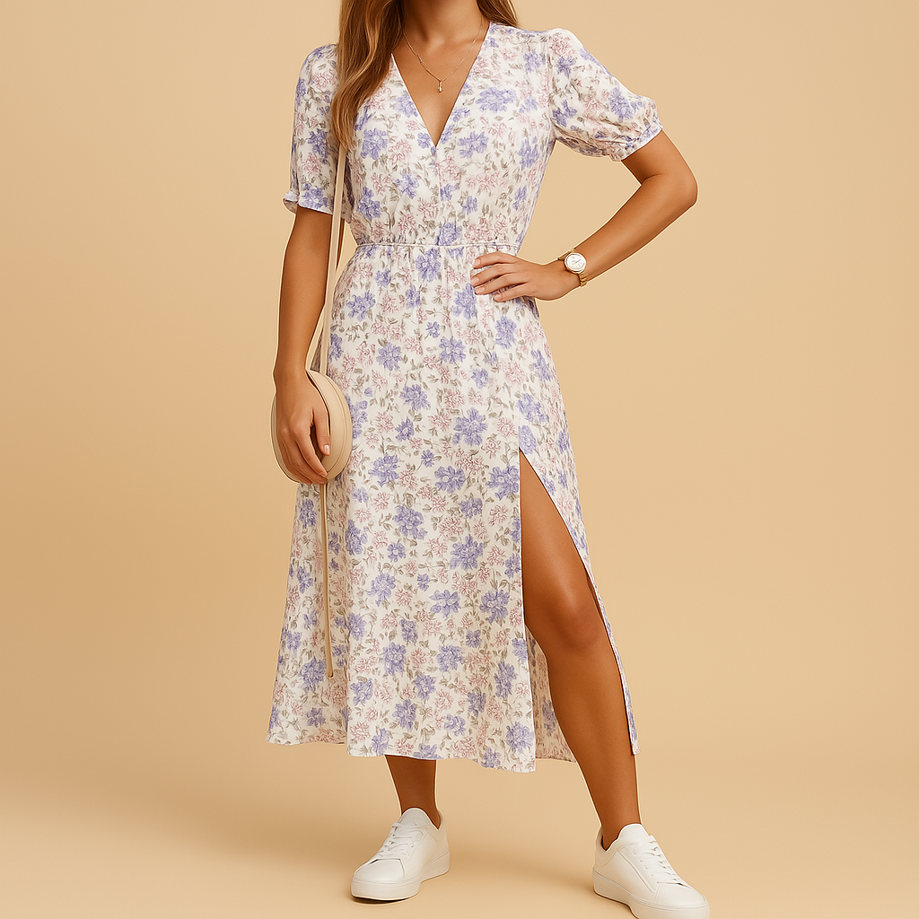 Nina | Casual maxi-jurk met split en V-hals voor dames