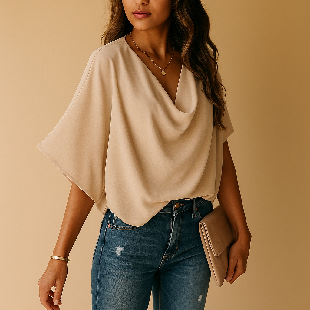 Loïs | Luchtige chiffon blouse met vleermuismouwen voor dames