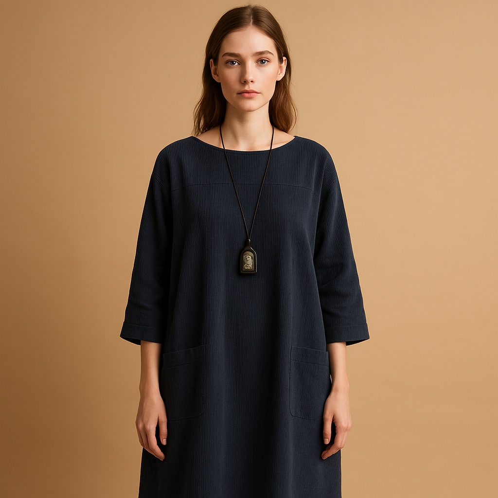 Corduroy zomerjurk met korte mouwen voor dames | Veerle