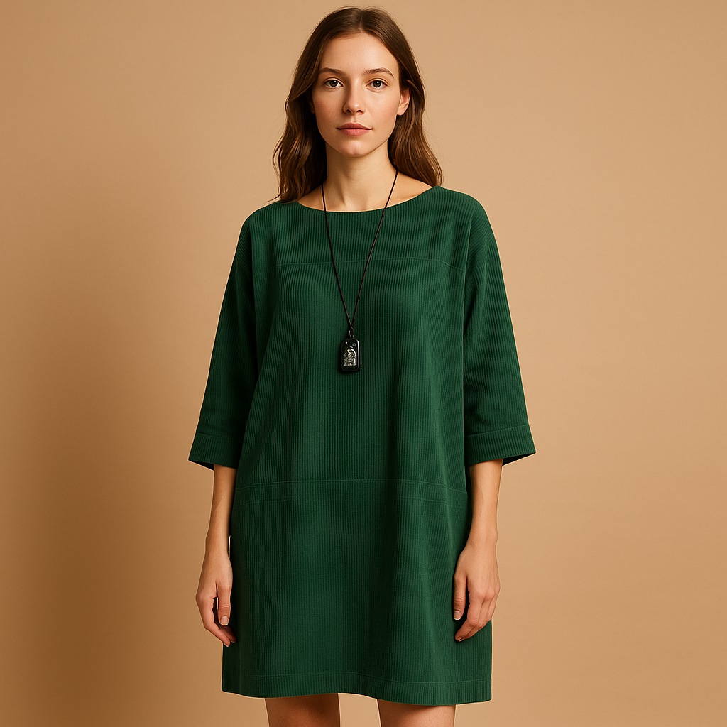 Corduroy zomerjurk met korte mouwen voor dames | Veerle