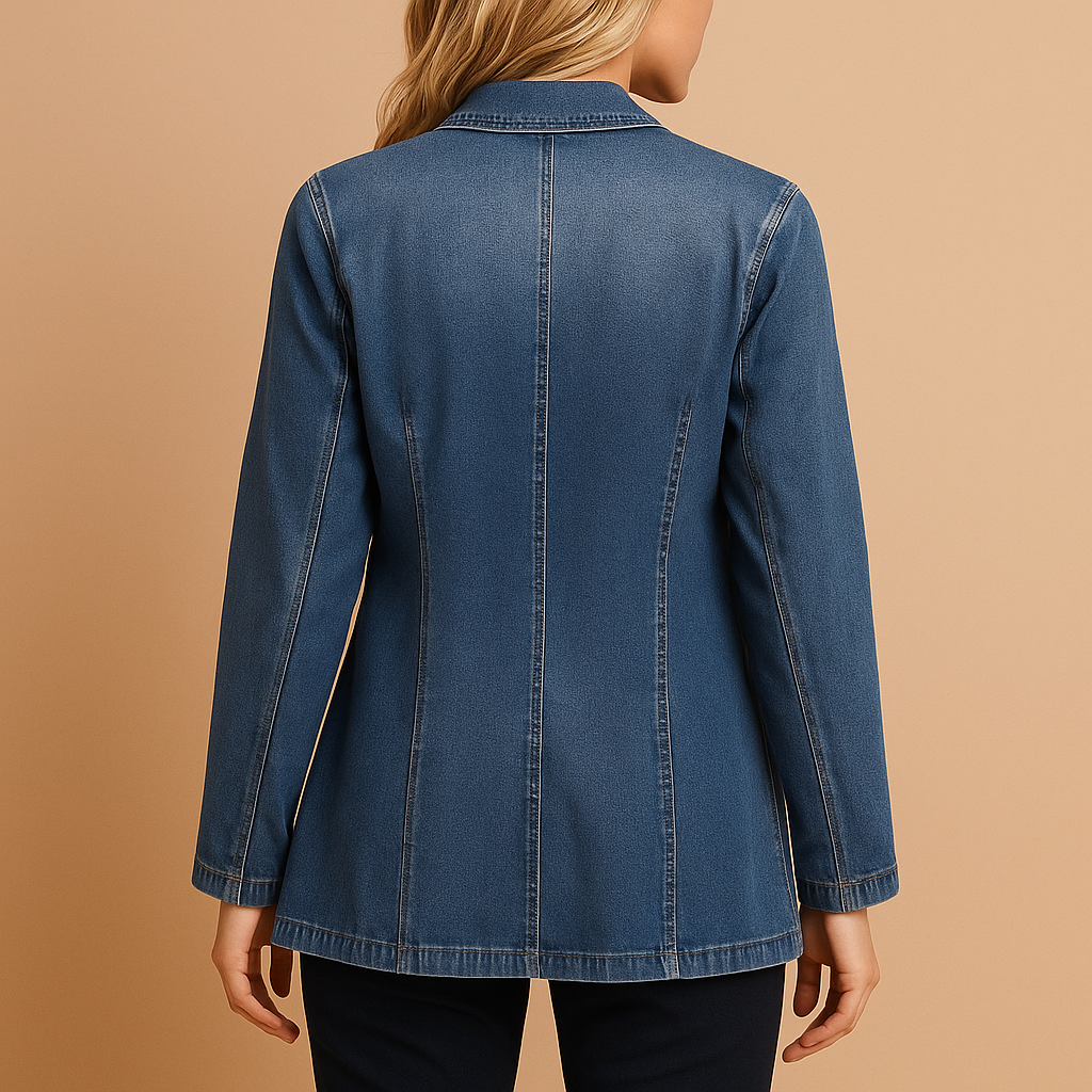 Denim blazer met getailleerde pasvorm voor dames | Yvette