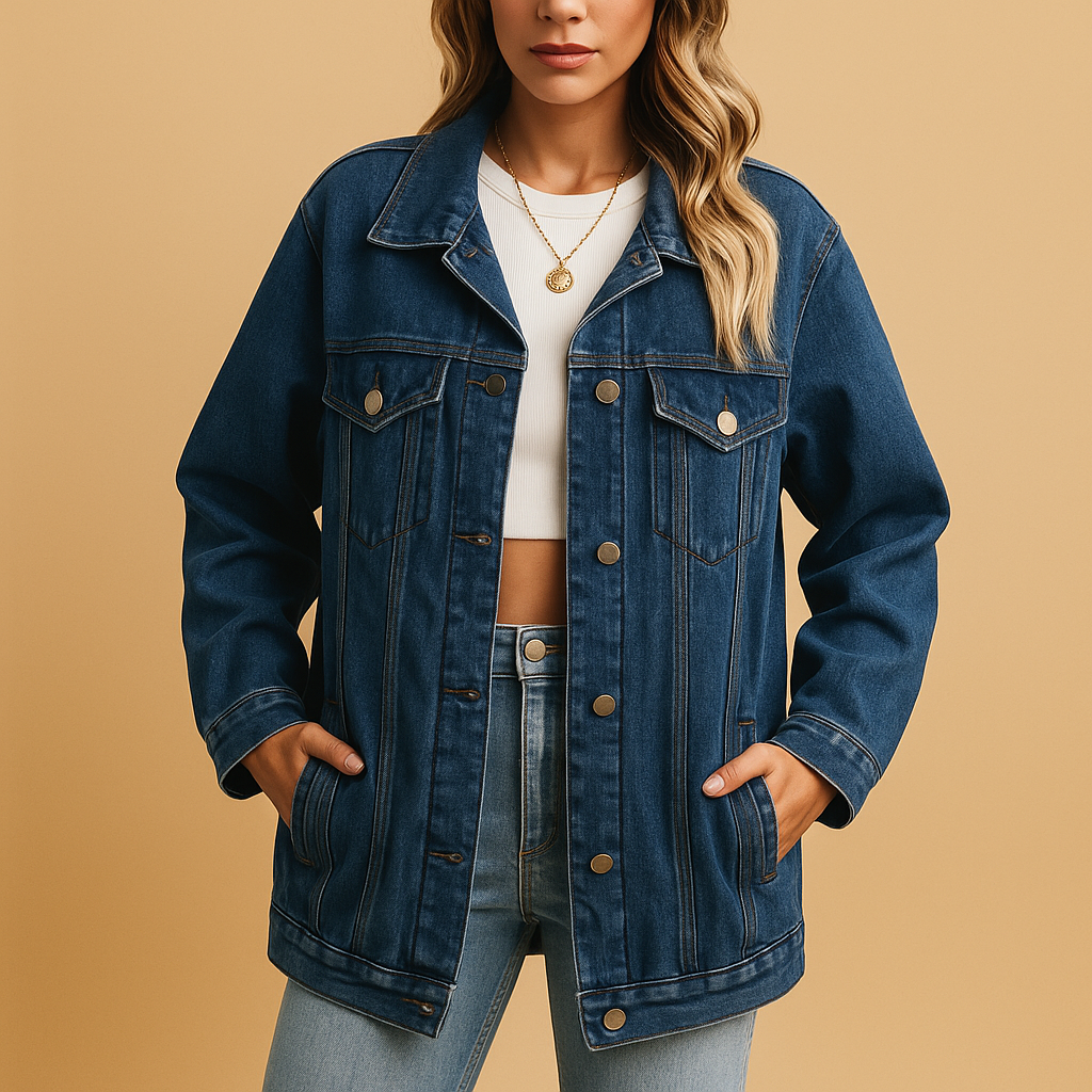 Denim winterjack met knoopsluiting voor dames | Yvette