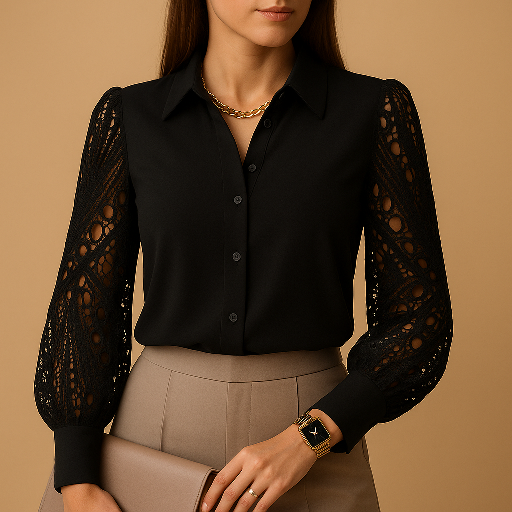 Elegante blouse met kanten mouwen voor dames | Yara