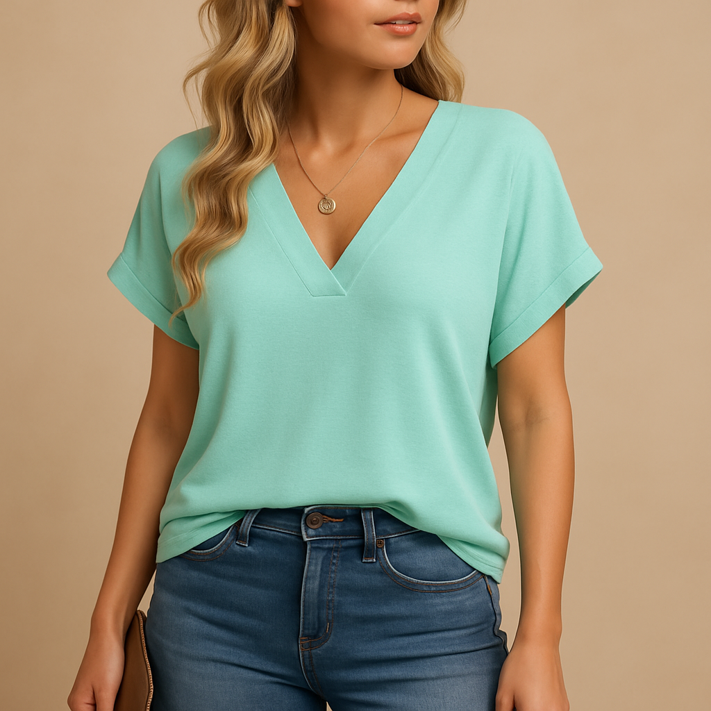 Elegante blouse met V-hals en pofmouwen voor dames | Jolene