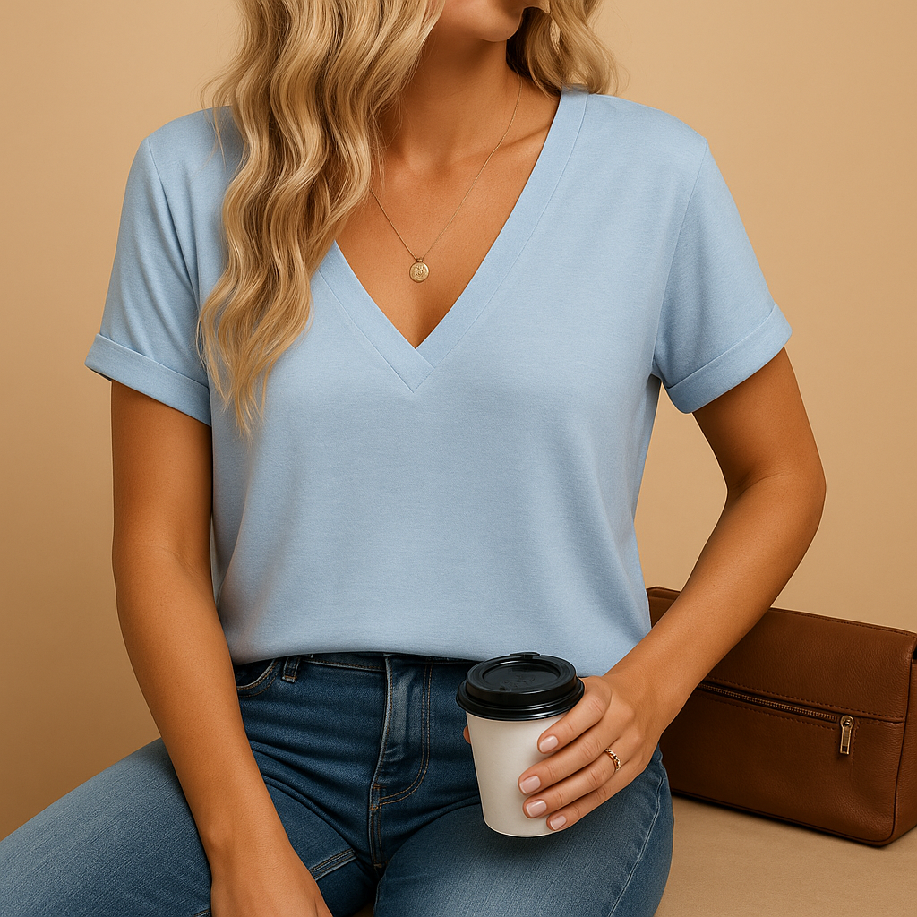 Elegante blouse met V-hals en pofmouwen voor dames | Jolene