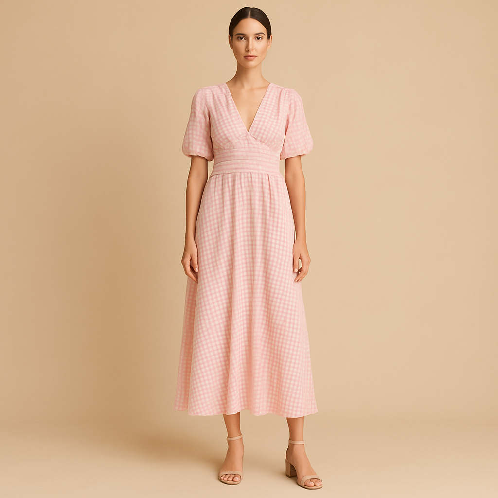 Flowy maxi-jurk met knoopsluiting en lange mouwen voor dames | Danique