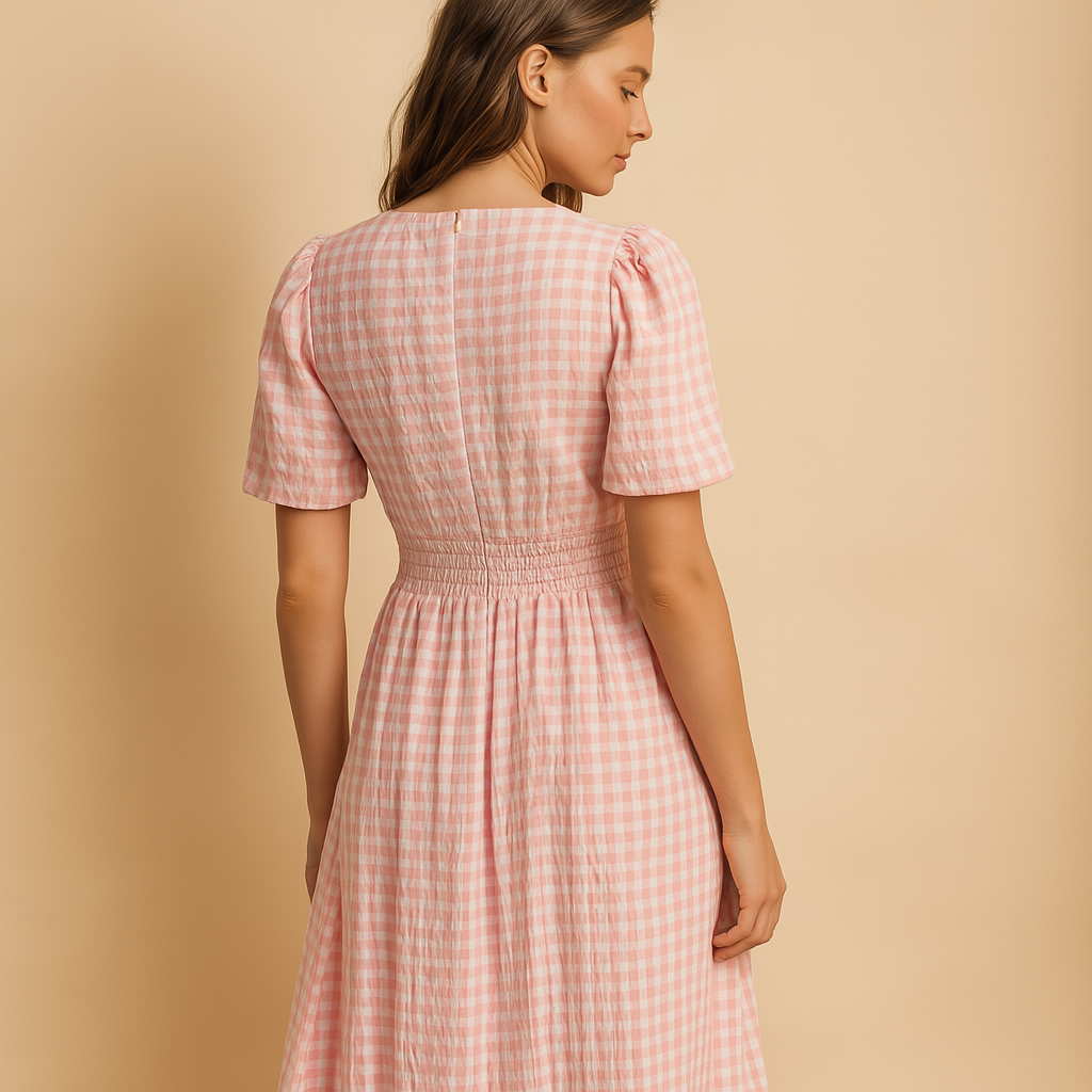 Flowy maxi-jurk met knoopsluiting en lange mouwen voor dames | Danique