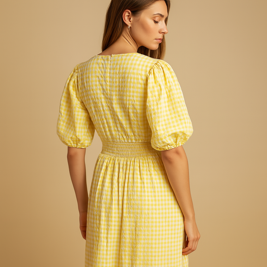 Flowy maxi-jurk met knoopsluiting en lange mouwen voor dames | Danique