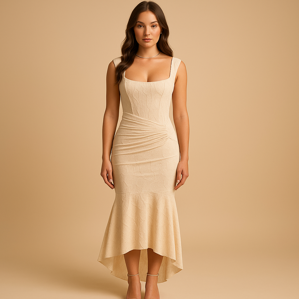 Gebloemde midi-jurk met luchtige pasvorm voor dames | Elina