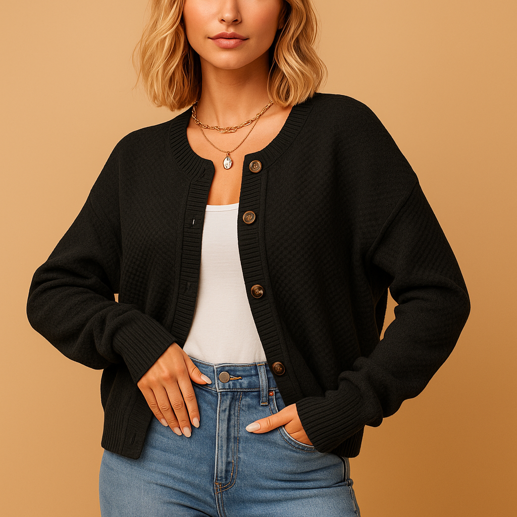 Gebreid damesvest met knopen | Annabel