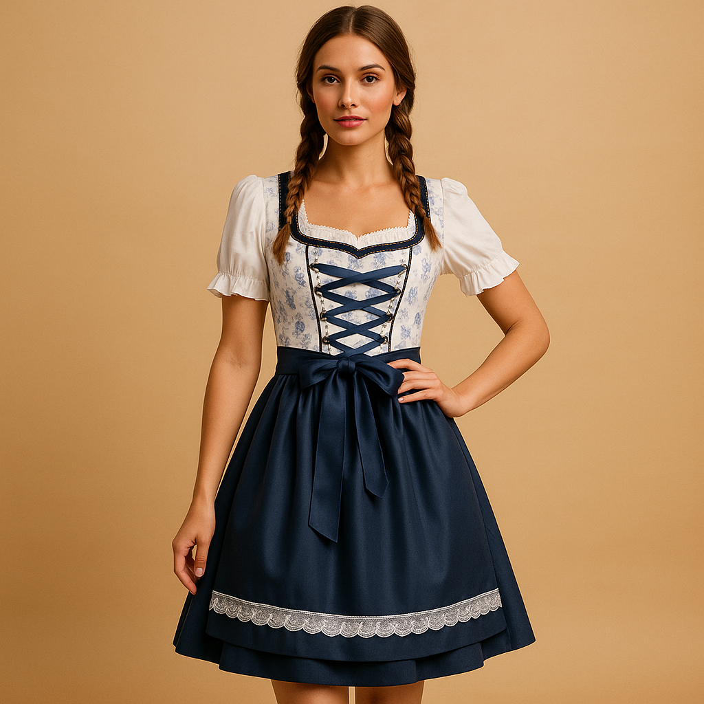 Kanten dirndl jurk met schort voor dames | Ilse