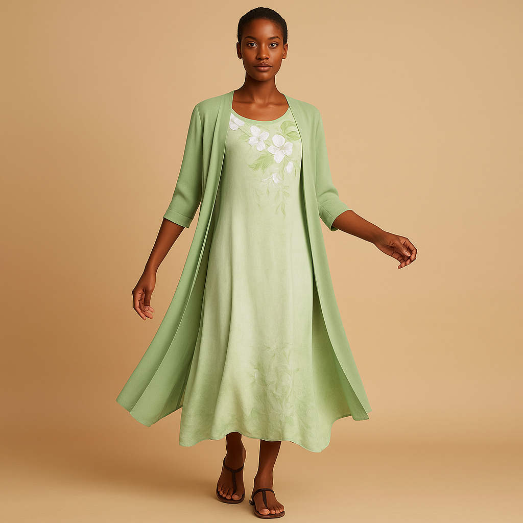 Lange jurk met blousejasje voor dames | Renée