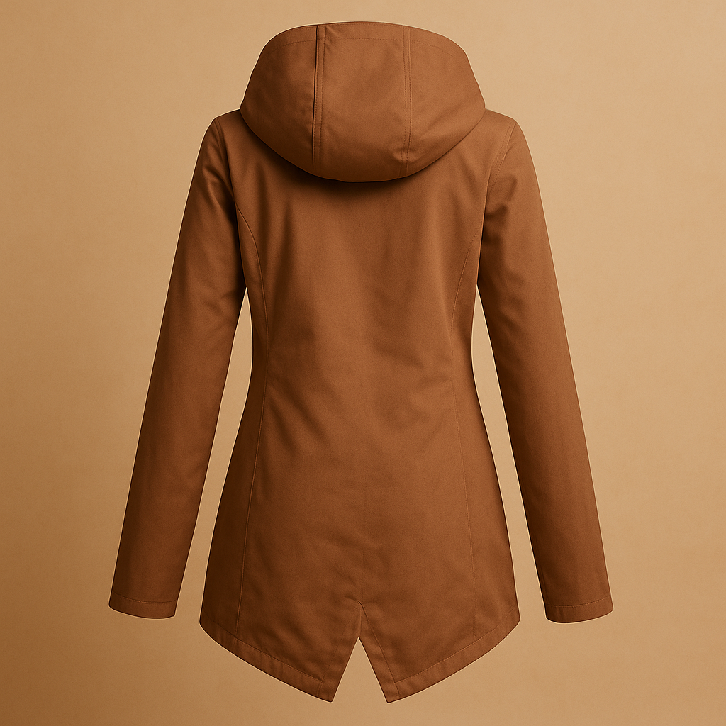 Lange waterafstotende regenjas met capuchon voor dames | Femke