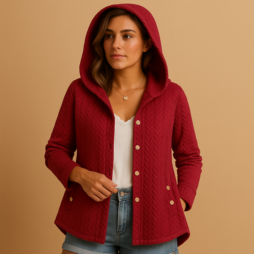 Lange winterjas met capuchon en knopen voor dames | Evelien