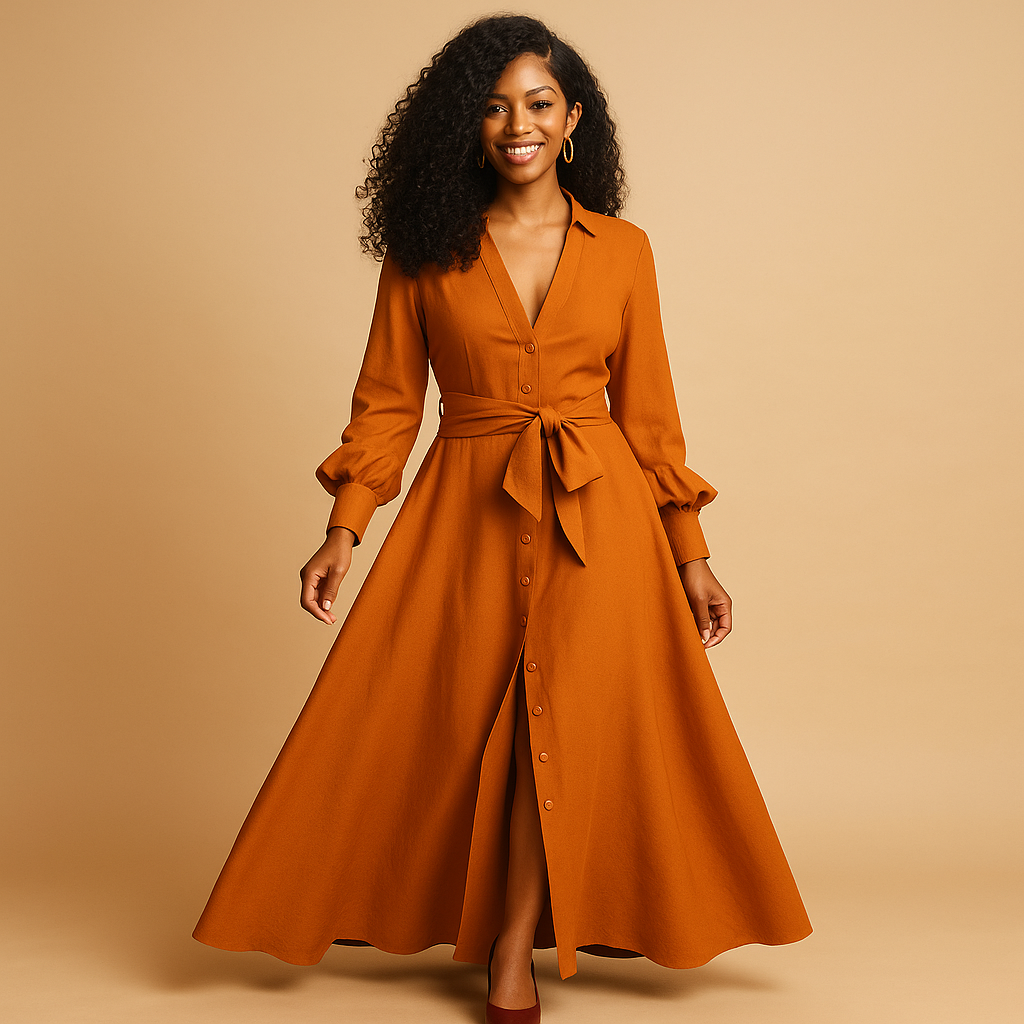 Lange zomerjurk met elegante pasvorm voor dames | Elin