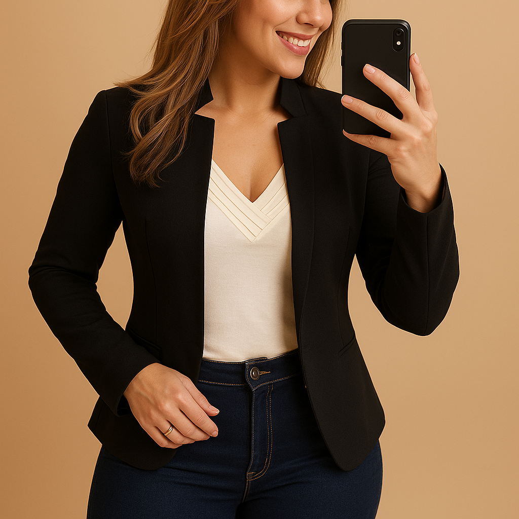 Lichtgewicht blazer met reverskraag voor dames | Karlijn