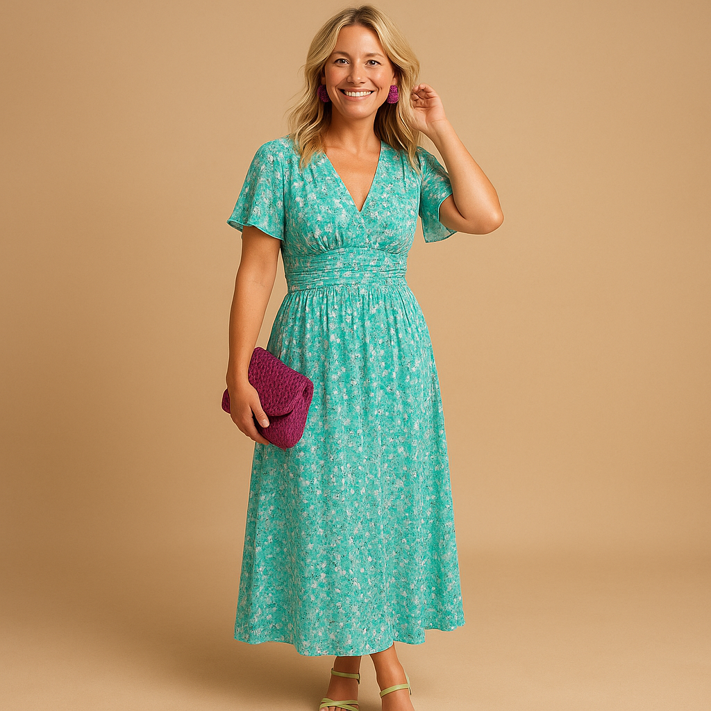 Maxi zomerjurk met V-hals en bloemenprint voor dames | Isabella