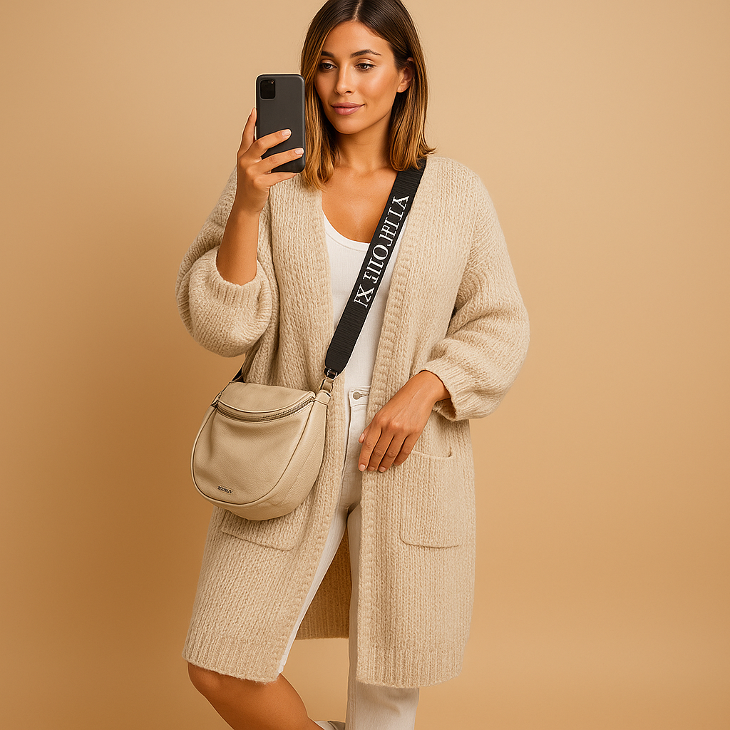 Oversized damesvest met open voorkant en elegante snit | Veerle