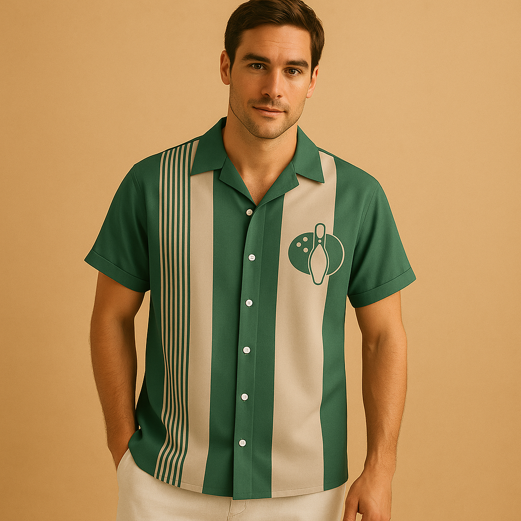Polo-shirt med retro bowling-print til mænd | Ties