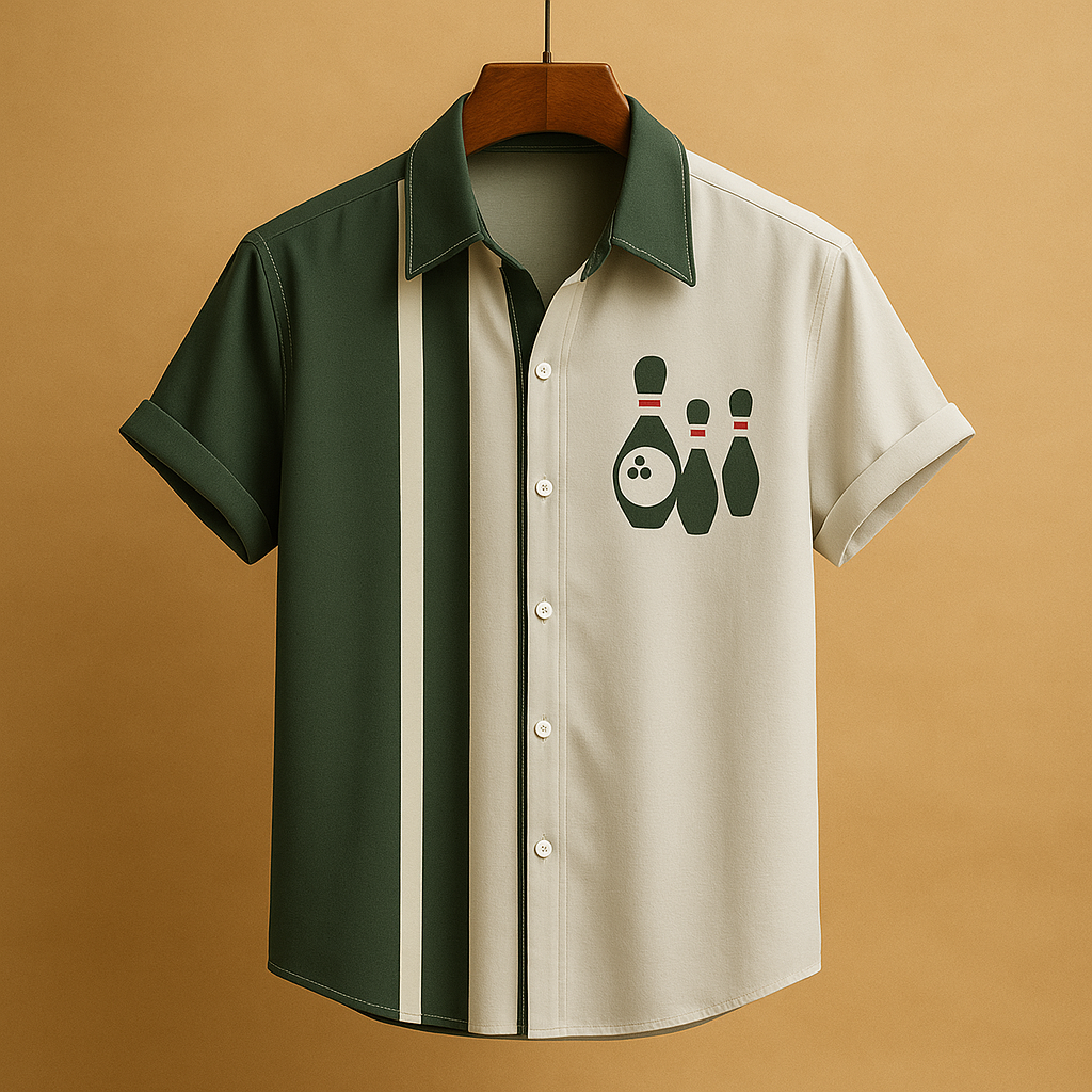 Polo-shirt med retro bowling-print til mænd | Ties