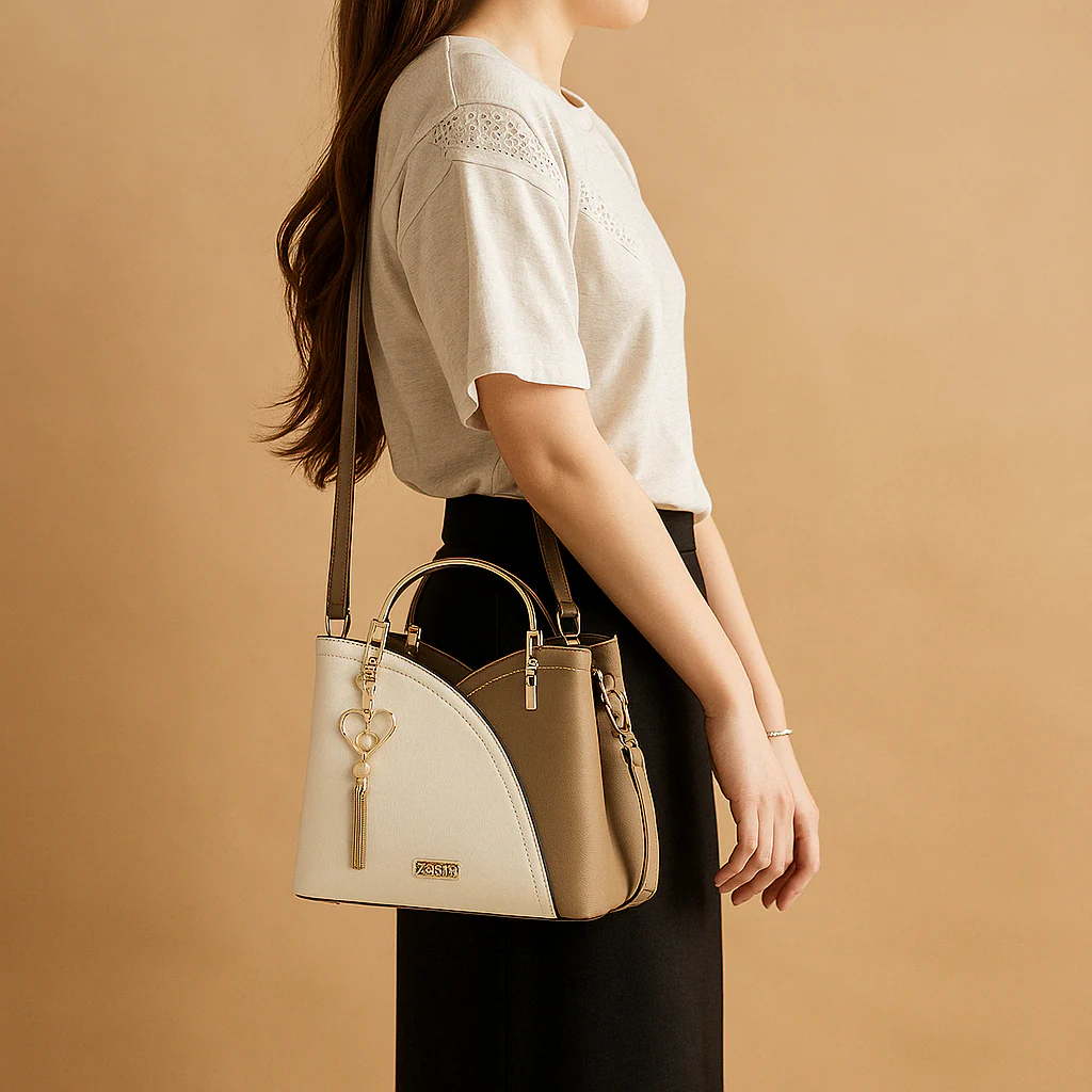 Schoudertas met geometrisch patroon en verstelbare riem voor dames | Elvira