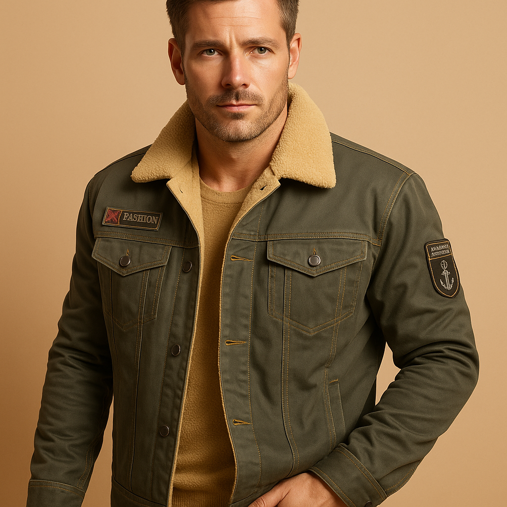 Varm fleece motorjakke med forstærkning til mænd | Daan