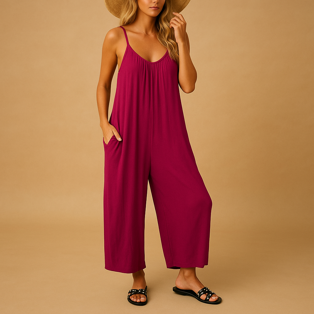Zomerse mouwloze jumpsuit met verstelbare bandjes voor dames | Elena