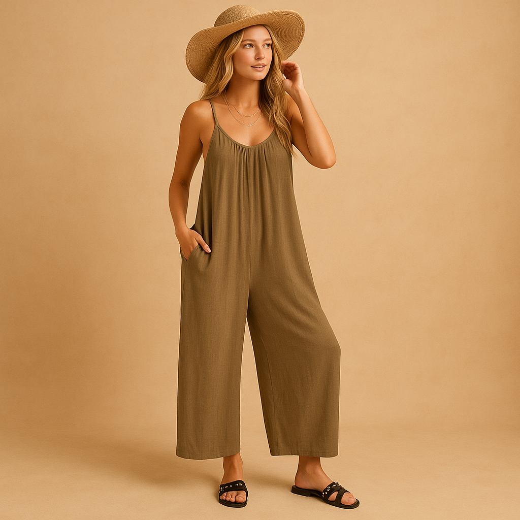 Zomerse mouwloze jumpsuit met verstelbare bandjes voor dames | Elena