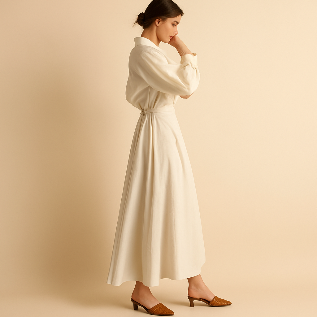 Antonine | Elegante maxijurk voor dames met lange mouwen en V-hals