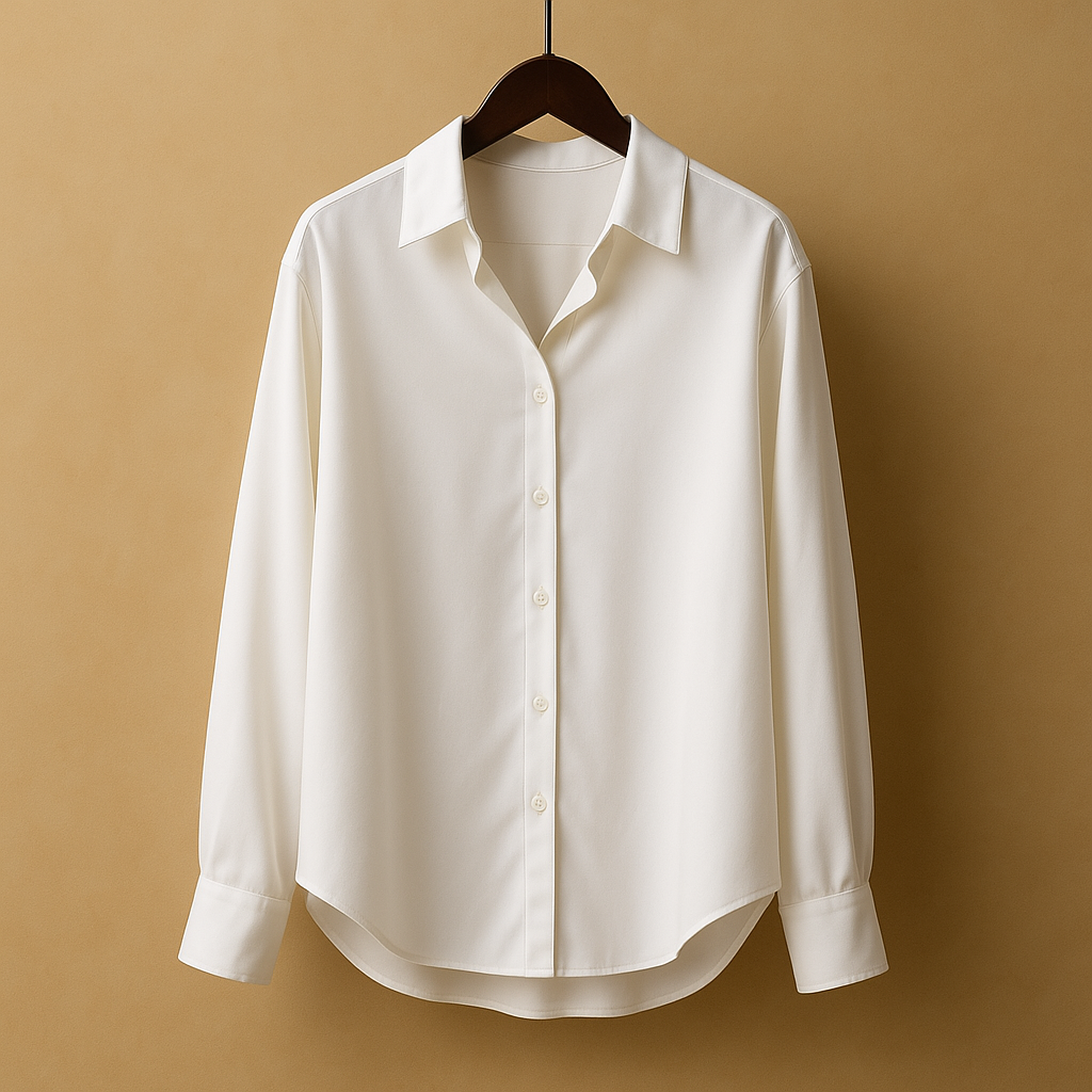 Satijnen blouse met omgeslagen kraag voor dames | Mirthe