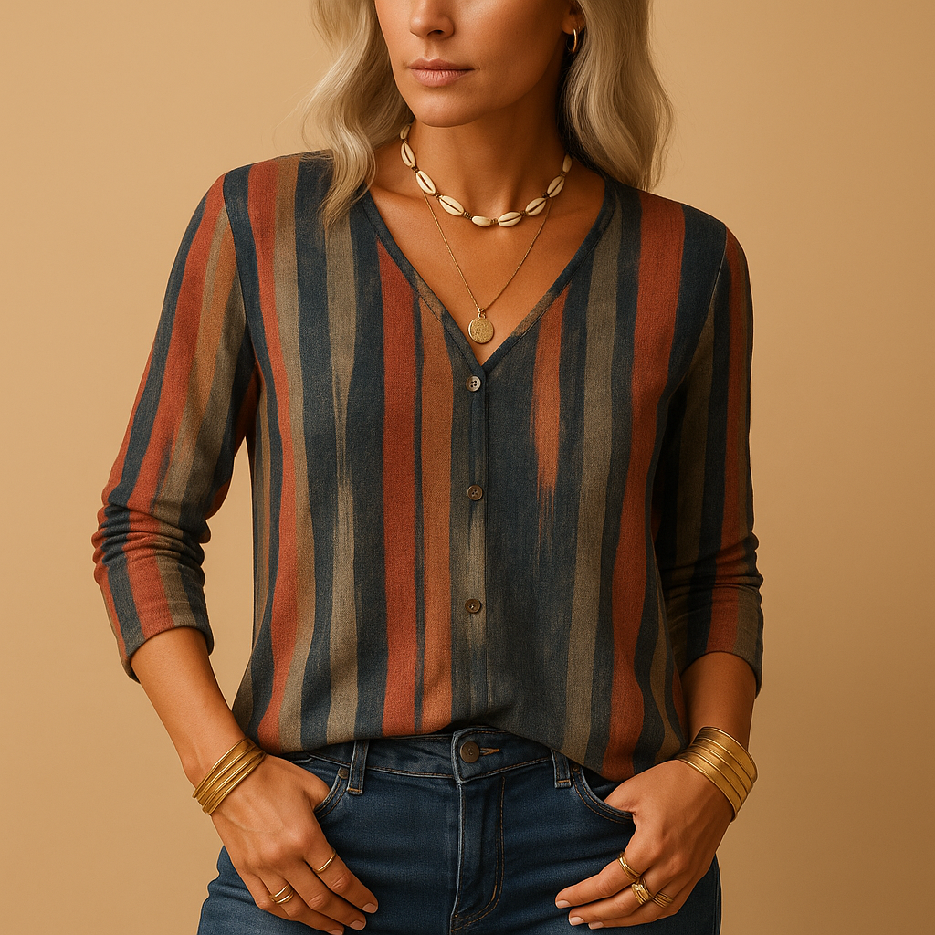 Casual top met printmix en lange mouwen voor dames | Nadine