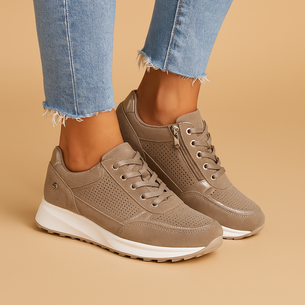 Ademend lichtgewicht sneakers met rits voor dames | Marije