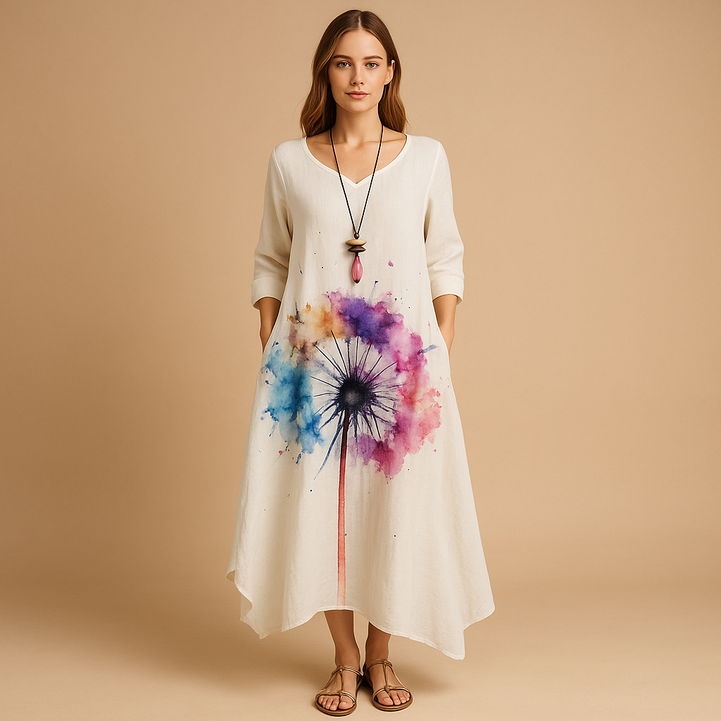 Ademende katoenen A-lijn jurk voor dames | Isabella