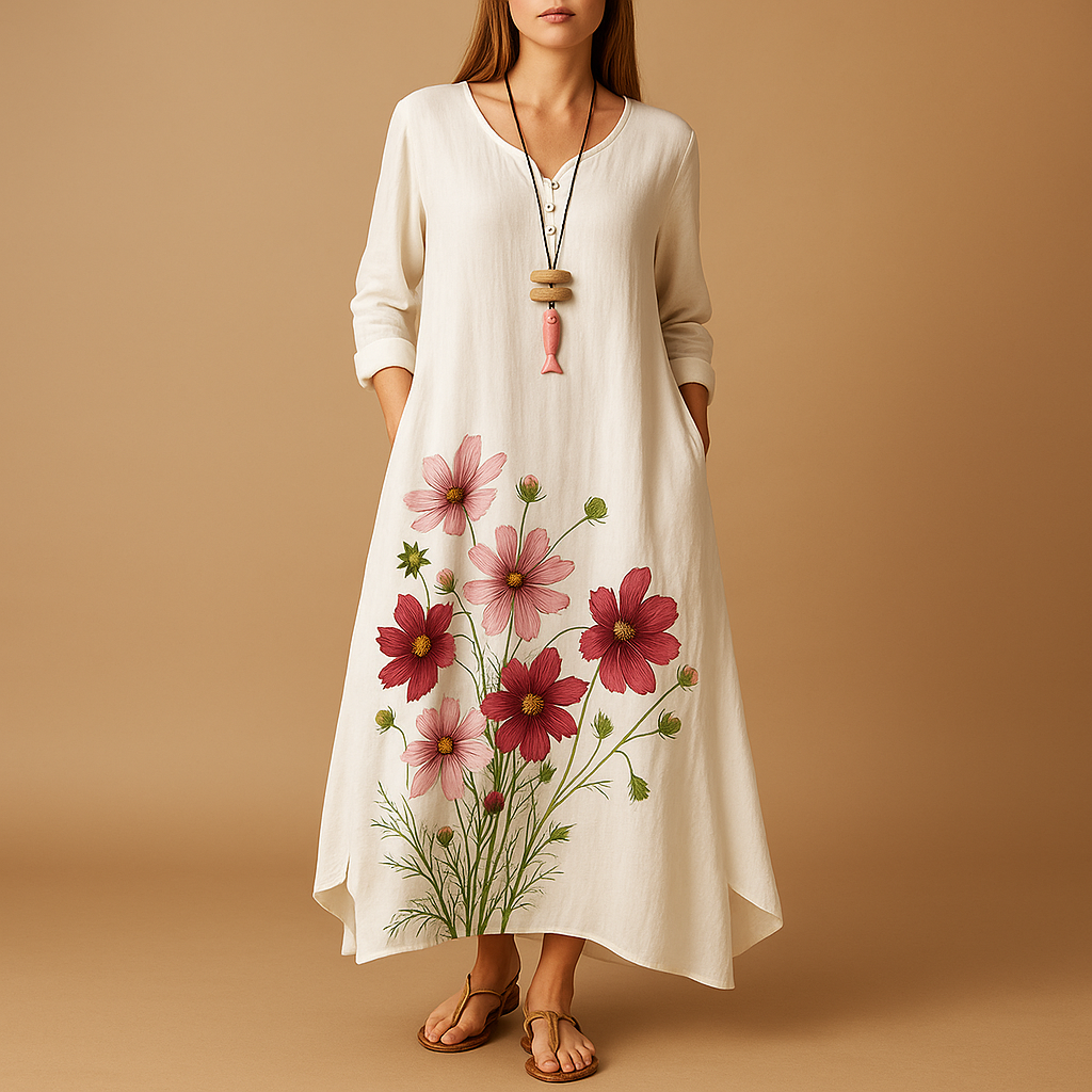 Ademende katoenen A-lijn jurk voor dames | Isabella