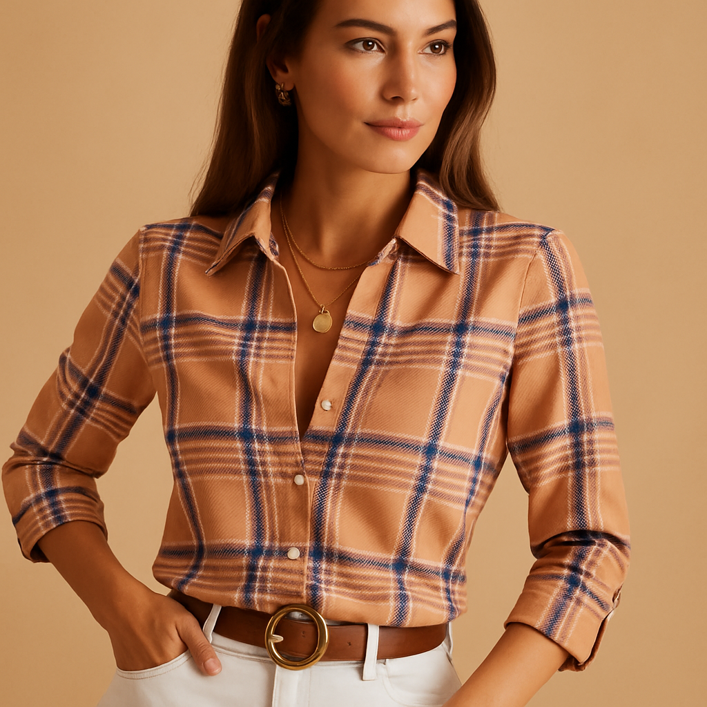 Blouse met overslaghals en print voor dames | Nina