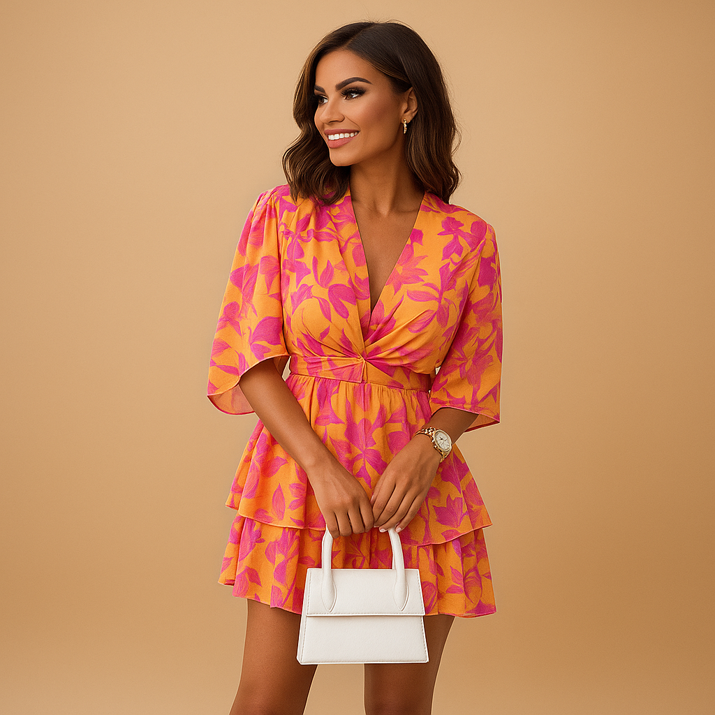 Bohemian mini jurk met speelse print voor dames | Linde