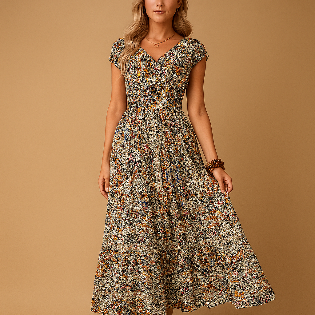 Boho maxi zomerjurk met levendige kleuren voor dames | Jente