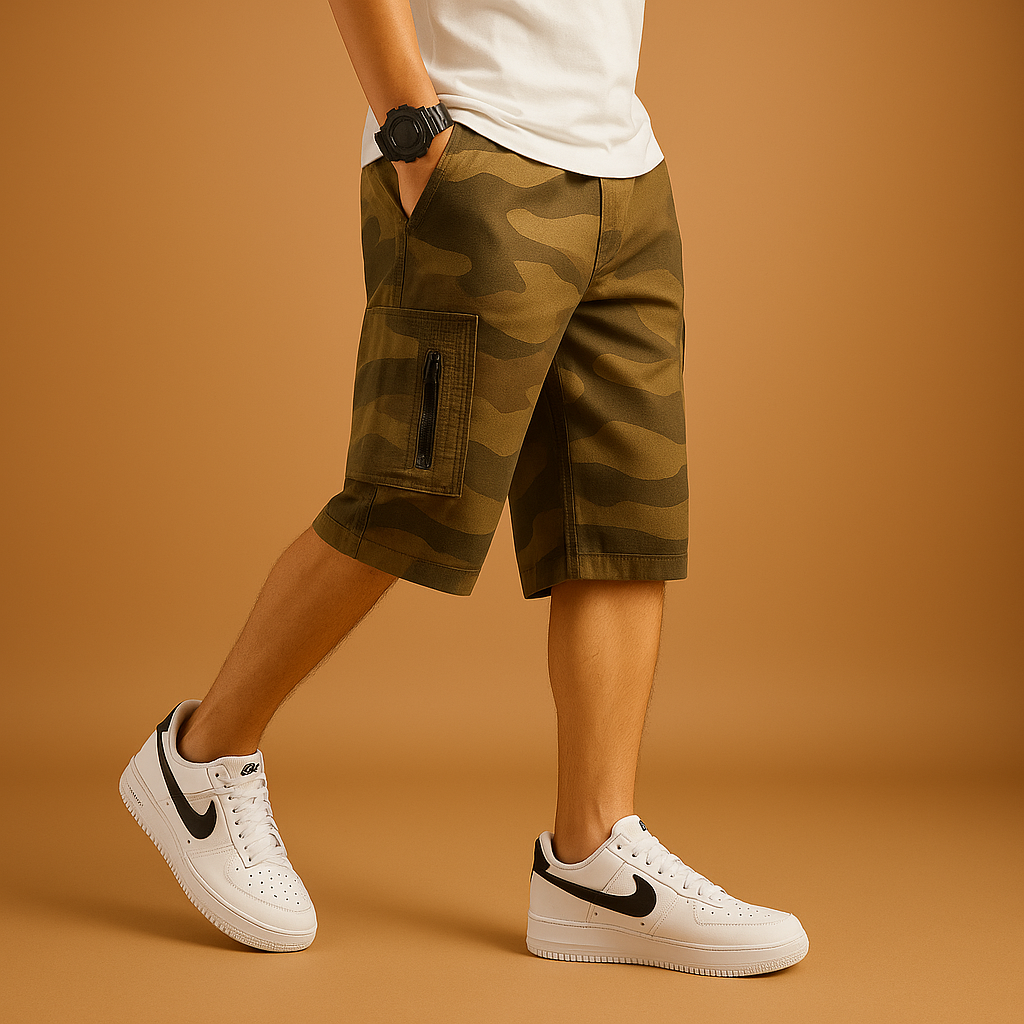 Joris | Camouflage cargo shorts med lommer til mænd