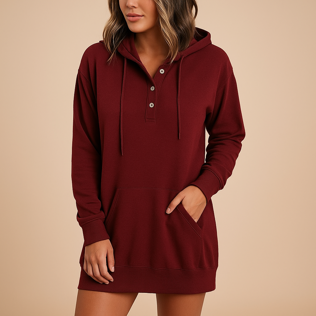 Casual hoodie-jurk met losse pasvorm voor dames | Timo
