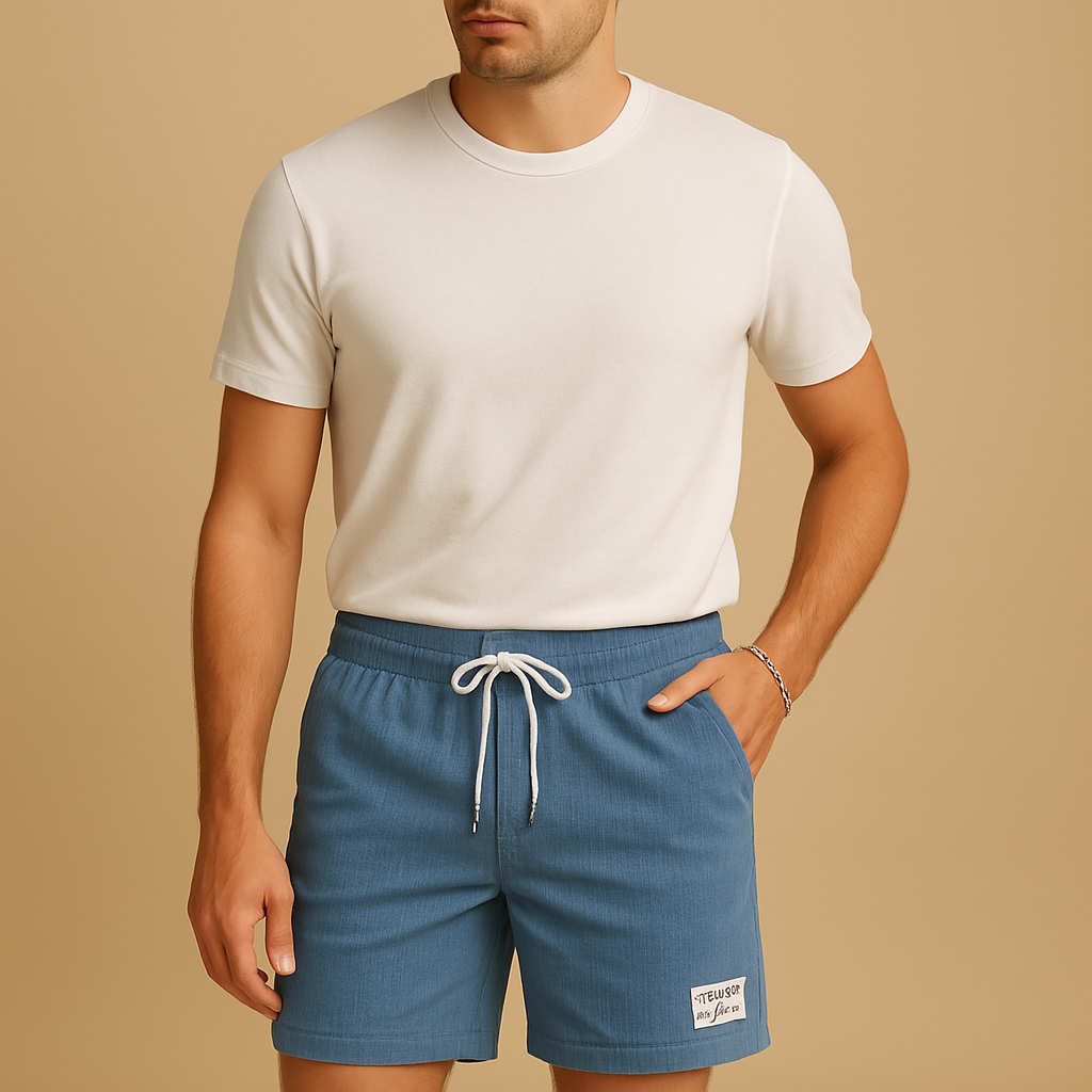 Casual shorts med struktur og snøre til mænd | Mees