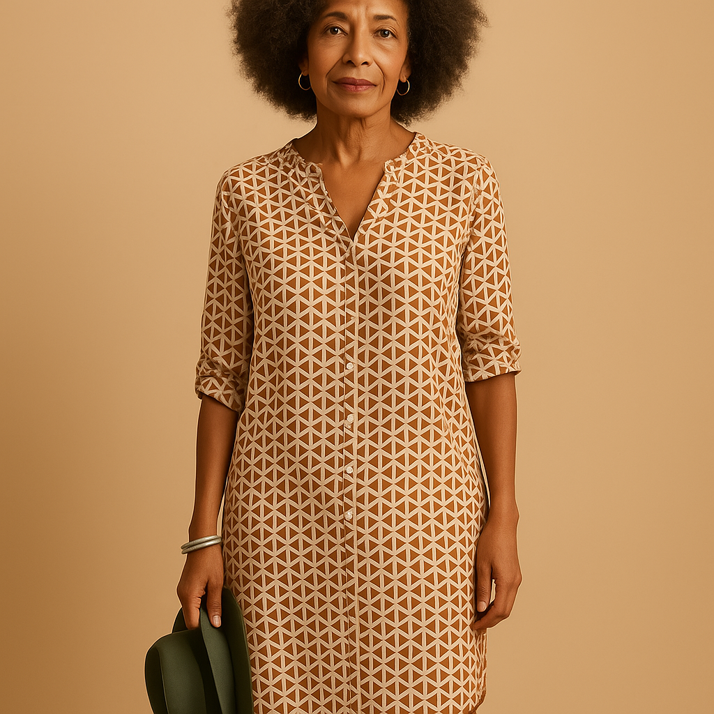 Casual V-hals jurk met halve mouwen voor dames | Renée